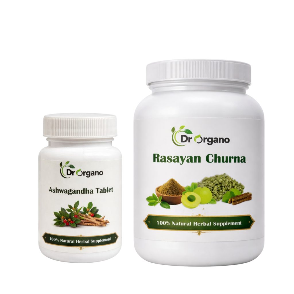 Dr Organo ashwagandha tablets 120 with rasayan churna 100g combo ayurvedic immunity booster