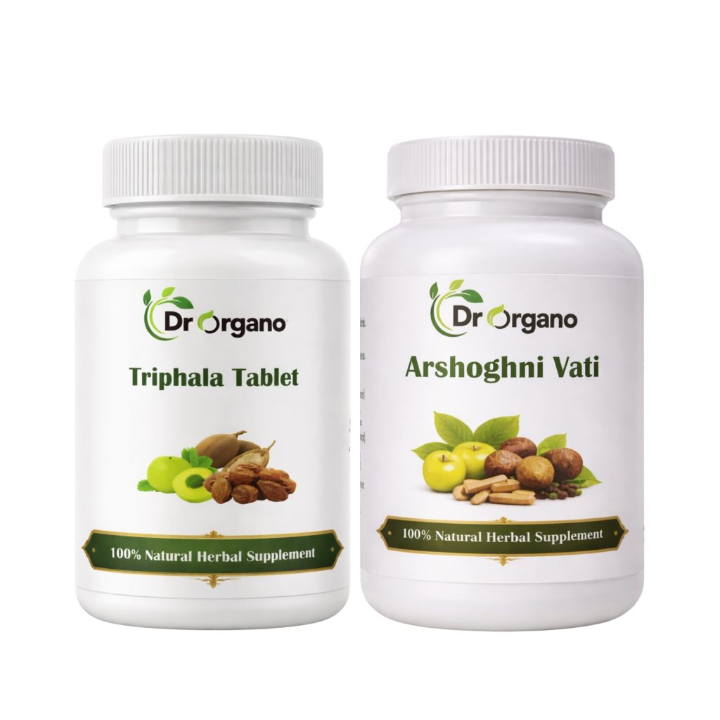 Dr Organo arshoghni vati 120 tablets with triphala 120 tablets combo for piles and constipation relief